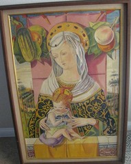 VINTAGE COPY OF CARLO CRIVELLI OIL (ON BOARD) PAINTING OF MADONNA AND CHILD 29”