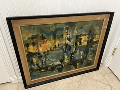 Vintage Original Marcel Mouly Abstract Oil Painting Signed Dated 1957