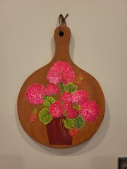 Large Wood Paddle Hand Painted Floral Cutting Board/Wall Art Hydrangea Pink