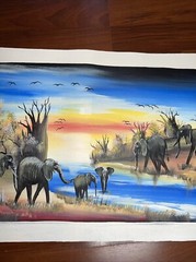 AUTHENTIC African Elephant Painting (NOT a Print) Original African Art UNFRAMED