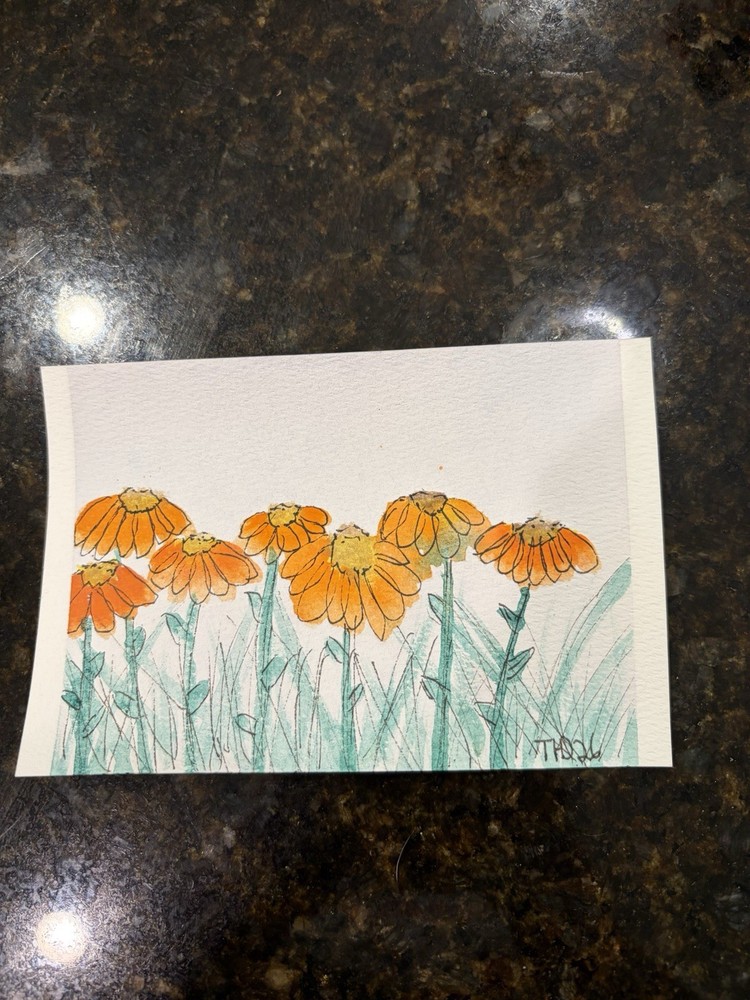 Orange Flowers Watercolor Postcard