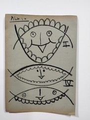 PABLO PICASSO PASTEL ON PAPER TETE D¨HOMME SIGNED AND DATED 1953 WITH FRAME