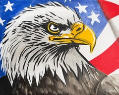 Unique Expressionist American Eagle Acrylic Painting – 16×20″ Stretched Canvas