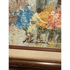 Original Oil Painting European Street Mkt Scene Signed Framed Impressionist Art
