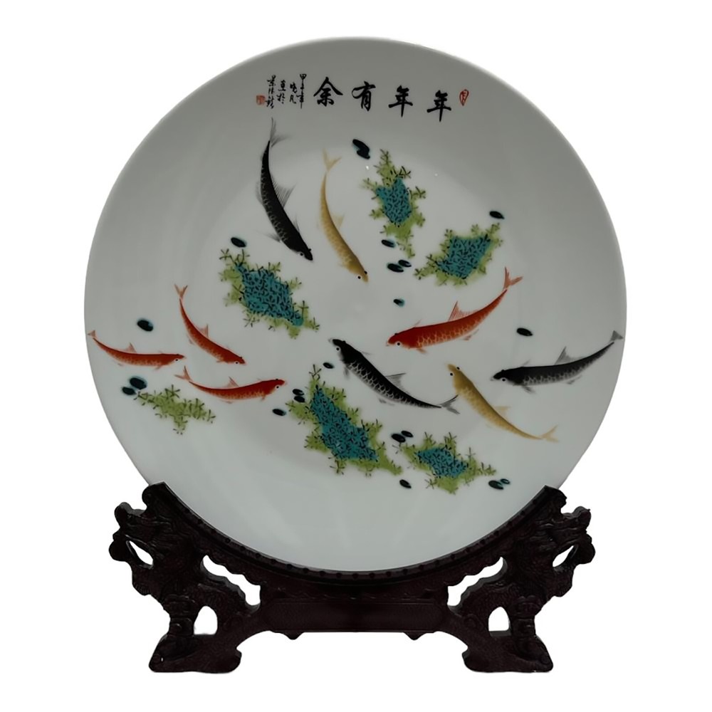 Plate 10″ Porcelain Decorative Painting Handmade with Stand 1 Piece Available g