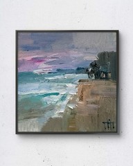 Lake No. 26 6×6 Original Oil Painting Impressionist Landscape Wall Decor