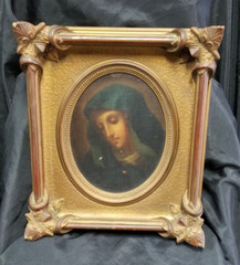 Antique Oil Painting of Virgin Mary In Frame