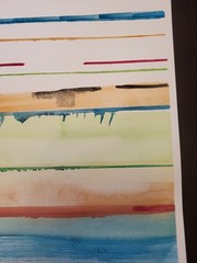 Original Abstract 11×14 Painting On Heavy paper Watercolor Lines Modern Art