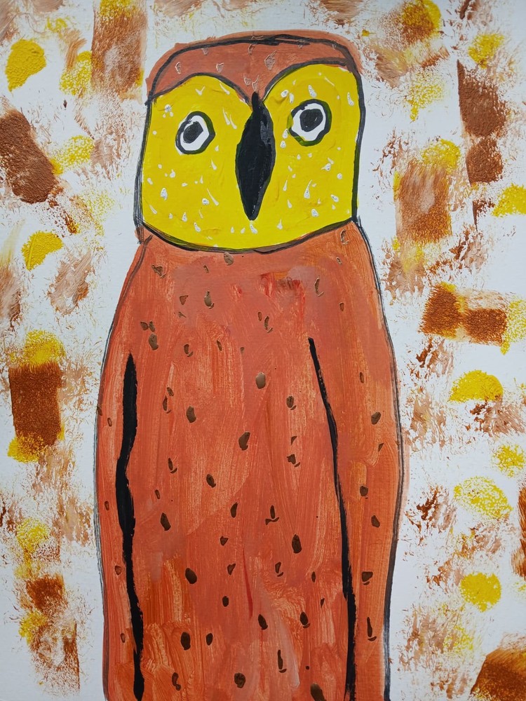 Abstract/Impressionism 11×14 Night Owl Modern Handmade Colorful Art Painting