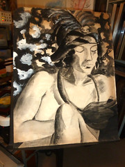 Large, Original Gouache Portrait Painting #1 signed „Milton Avery ’60“