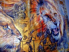 Lions Den painting by Janice Darr Cua / art work BEDROOM Den Gold GAMEROOM