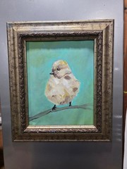 8″ x 10″ Oil Painting of a little bird in a 12 x 14 frame