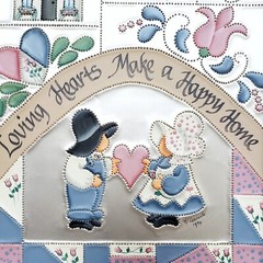 Vintage Signed Handmade Metal Painting Framed Folk Art Cottagecore Wall Artwork