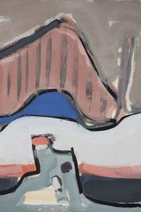 Gerhard Gerd Thelen 1920-1997 Oldenburg / Gouache 1954 Ships Port Shipyard