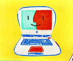 Apple Computer iBook Clamshell 02 . ORIGINAL Painting 2005 . COA
