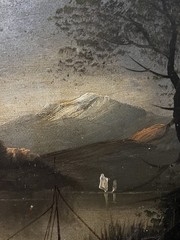 Antique (19 C ) Oil Painting- Mountain Landscape W Lake-Tonalist-Vintage Frame