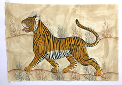 1980s Jamie Parlade TIGER PAINTING Handmade on Canvas 35in x 24in (13678)