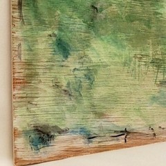 Original Abstract Modern Minimal Landscape Painting On Wood Panel By K.A.Davis