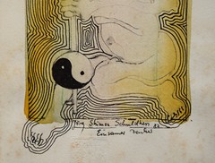 Jörg Shimon Schuldhess 1941-1992 Basel/watercolor & ink „Lone Thinker“ 1987