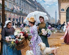 A Flower Seller Painting by Louis Marie de Schryver Reproduction