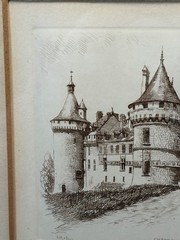 Antique Engraving Chateau de Chaumont Matted Framed By LEOPOLD ROBIN 19th c