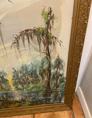 Louisiana Landscape Artist William E. Dwyer Painting on Board New Orleans Swamp