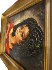 „Big Eye“ Etienne Roth Framed Oil Portrait-Signed 1960s- Louis Antoville frame