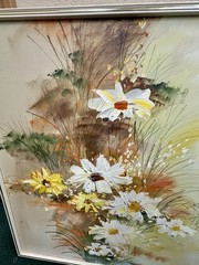Original signed Lee Reynolds Oil On Canvas Painting 41×41” With Frame 1960s
