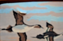 LOT OF 2 Vintage Orig. MCM Signed Paint by Number Paintings Ducks, Costal Scenes