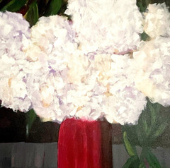 Modern Floral Still Life Painting 30×24 | Red White Black | Contemporary Art