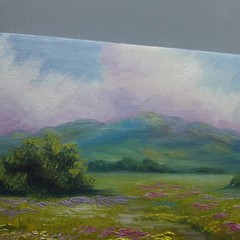 Colorful Wildflower Meadow Landscape Oil Painting Original Wall Art Canvas 10×10