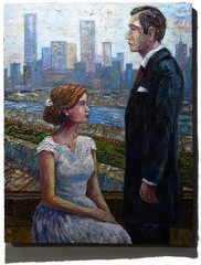 ORIGINAL OIL█PAINTING VINTAGE REALISM█ART SIGNED MAN LOVE DRESS POP FORMAL 30×24