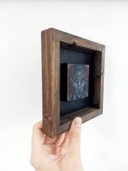 Original OOAK Painting: 6×6 Inches Small Artwork Miniature Black Red