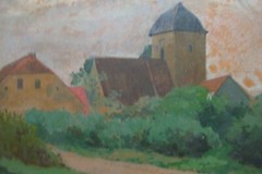 Martin Ränike 1863 Schönhausen Church Oil Painting Frame Um 1900 Village Lane