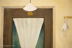Vintage Francoise Gerard Oil Painting Surrealist French Store Front 12×16″