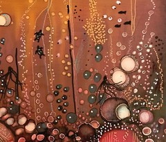 Canvas Board 8×8″ Bubbles Sea animals original painting by Lynne Kohler