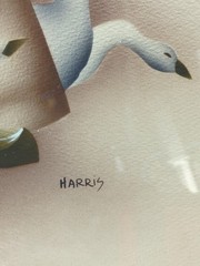 1940’s Benjamin Jorj Harris – Pair of Airbrush Watercolors 20 Tall By 18 Wide