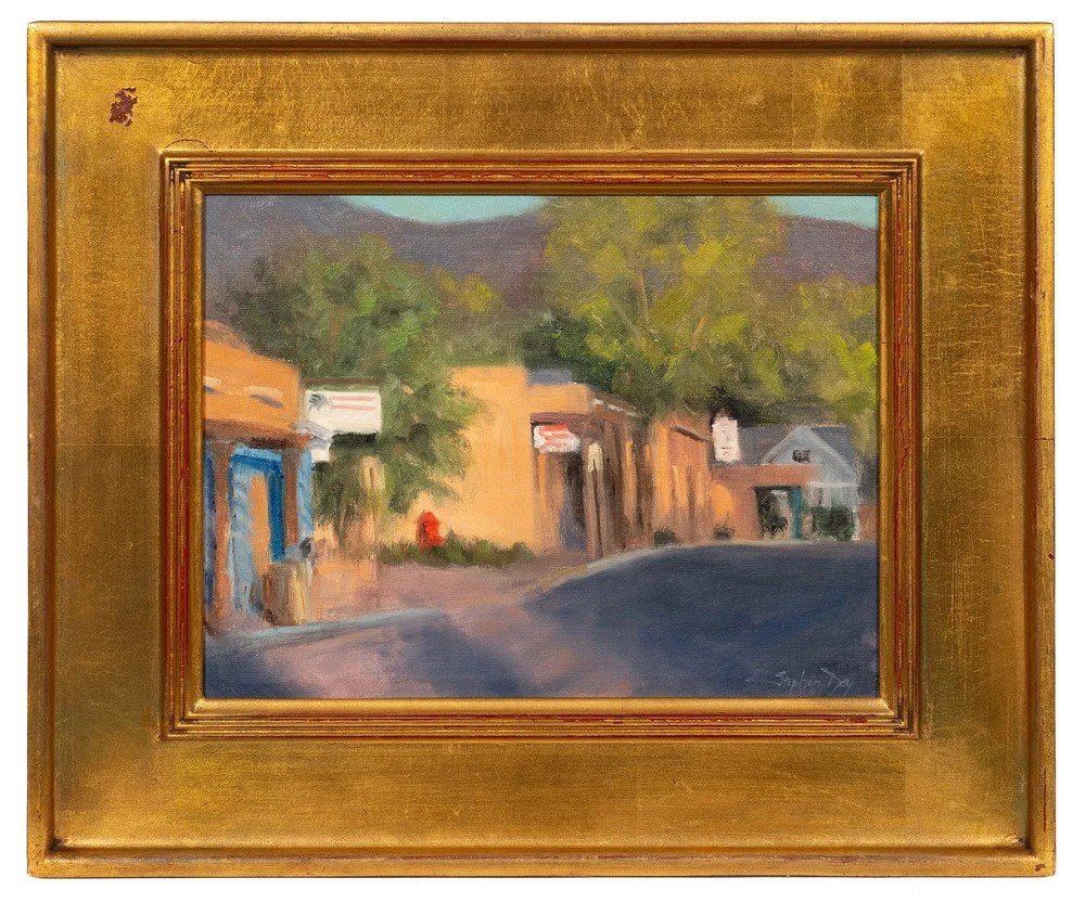Taos, NM EVENING LIGHT ON KIT CARSON AVE Oil Painting STEPHEN DAY Listed SUNSET