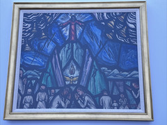 ANTIQUE PAINTING RELIGIOUS ICON WPA ERA OLIVER SMITH LISTED MID CENTURY SURREAL