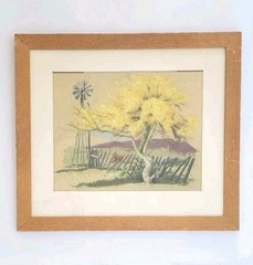 Vintage Doris Griswold Original Watercolor Painting Southwest Desert Windmill