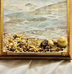 Vintage Original Oil Painting Beach Scene with Shells and Rocks {6 1/2” X 4 3/4}
