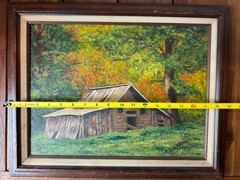 Original Signed R. Limardi Oil Painting Rustic Barn Autumn Landscape Framed