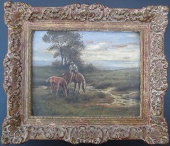 Framed Oil Paintings of Horses in the Countryside by Reichl