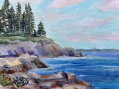 Original Seascape Acrylic Painting Seaside Landscape 11×14 Coastal Wall Decor