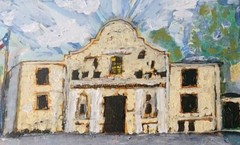 Original Art Painting 12″ x 12″ Acrylic Canvas “ The Alamo“ Impasto Abstract