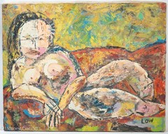 Stunning Bet Low? Oil Painting of Reclining Female Figure, Colorful Impasto