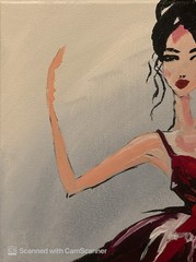 Dancing in a Red Dress Original Acrylic Painting 11×14 Signed Canvas Art