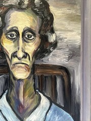 Antique Painting WPA WW2 Holocaust Museum Collection Large Sylvia Ludins Woman