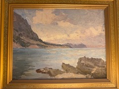 Vintage Original 1957 Signed Oil Painting Coastal Landscape Listed Artist Art