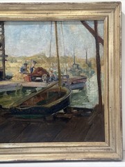Antique Painting Wpa Era Impressionist Marina Nautical Blanch Whelan Listed Oil